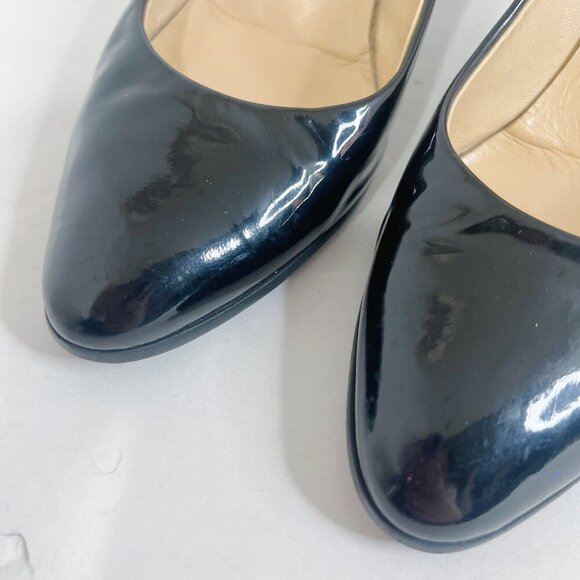 Giuseppe Zanotti Design Black Patent Leather Rounded Toe Pumps Heels Size 9 - Picture 12 of 14
